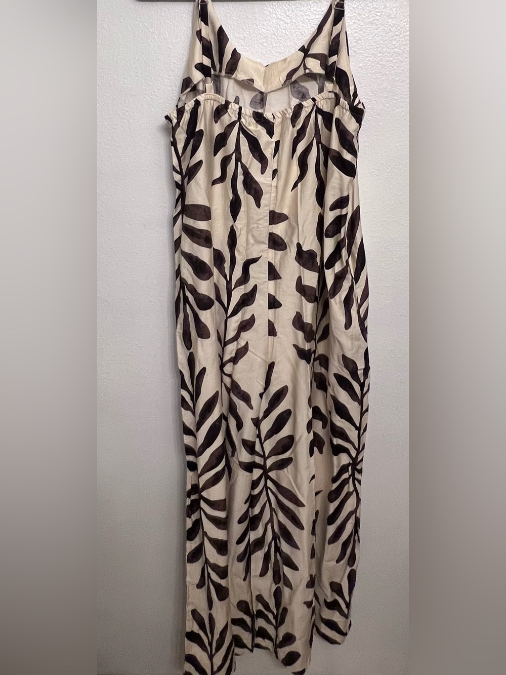 SHEIN Lune Beige and Brown Leaf Boho Jumpsuit - Picture 6 of 8
